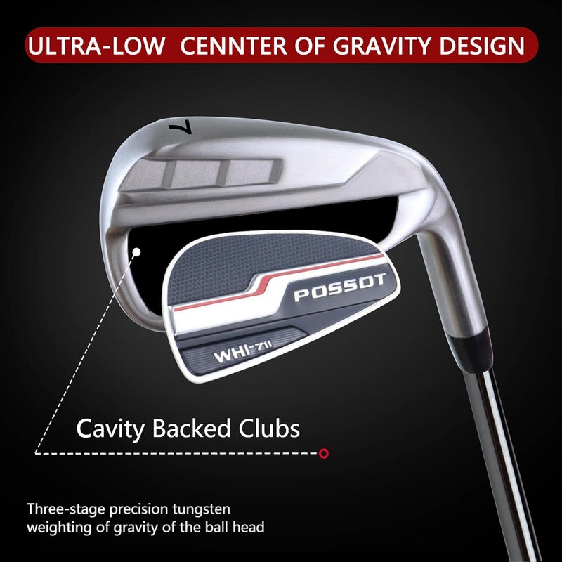 POSSOT Golf Irons Individual,Driving Iron Golf Iron Set for Men 5,6,7,8,9,P,S,W Right Handed with Beginner's Iron Set Regular Flex Steel Shaft, Iron Set - Image 2